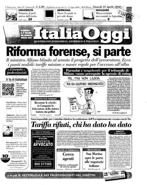 Italia oggi : quotidiano di economia finanza e politica